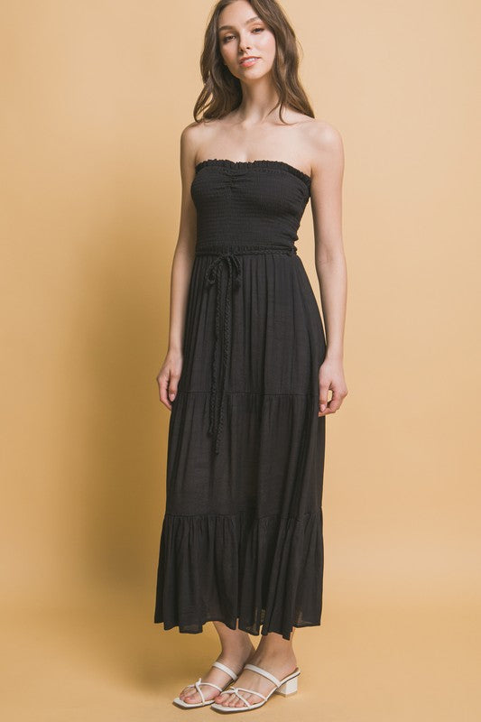 Smocked Strapless Maxi Dress