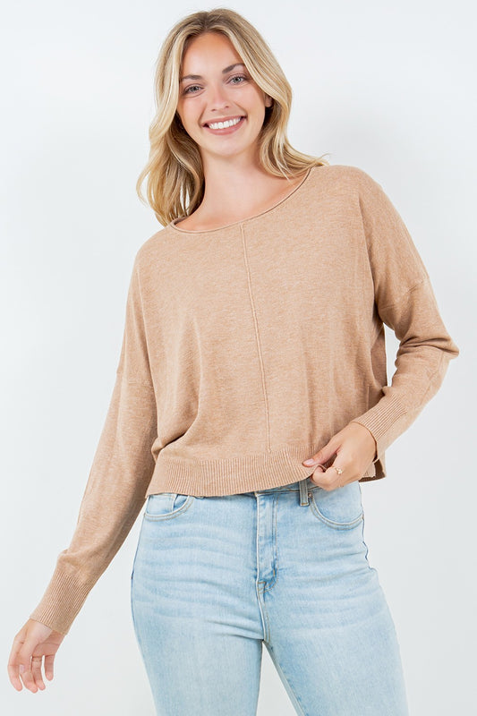 Seam Front Round Neck Pullover