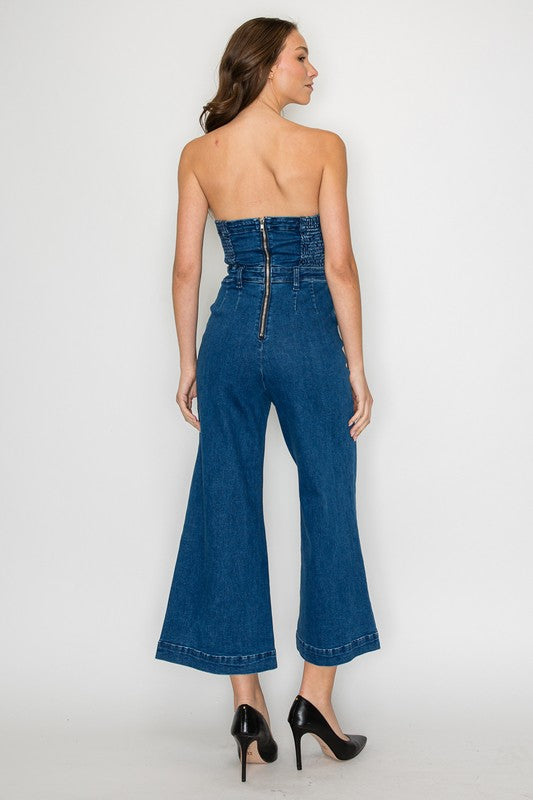 Midi Tube Denim Jumpsuit