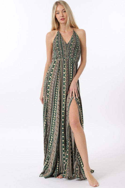 Tribal Print Green Maxi
