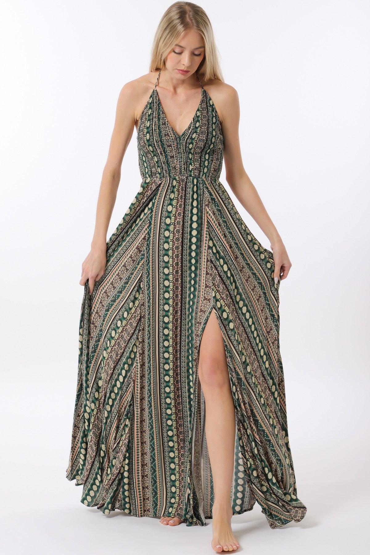 Tribal Print Green Maxi
