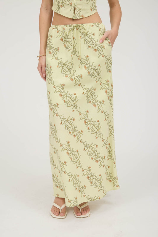 Floral Front Tie Midi Skirt