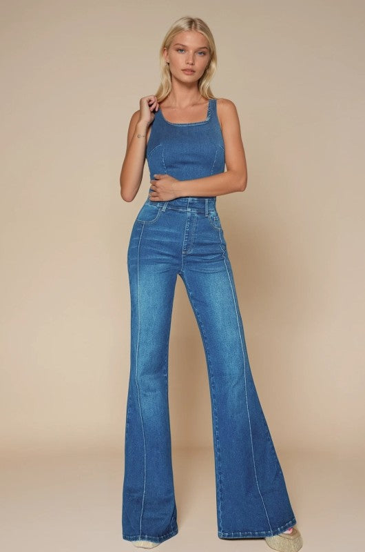 Wide Leg Denim Jumpsuit