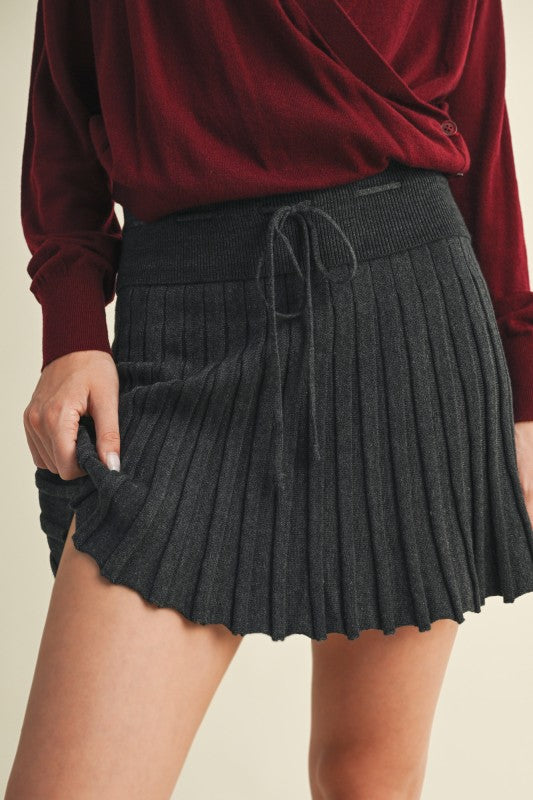 Ribbed Flare Mini Skirt