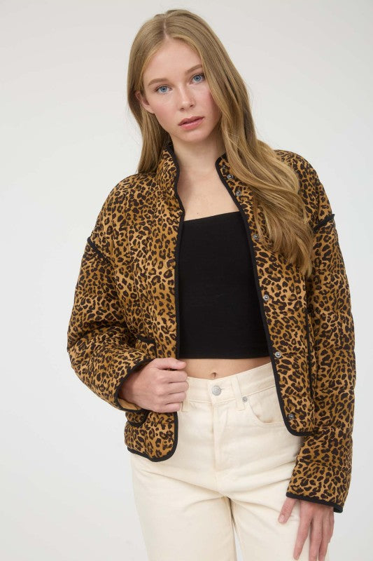 Quilted Leopard Puffer Jacket