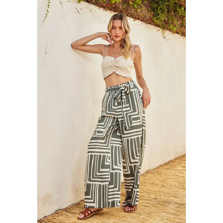 Belted Wide Leg Pant