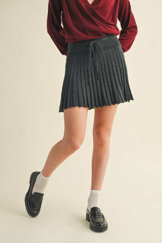 Ribbed Flare Mini Skirt