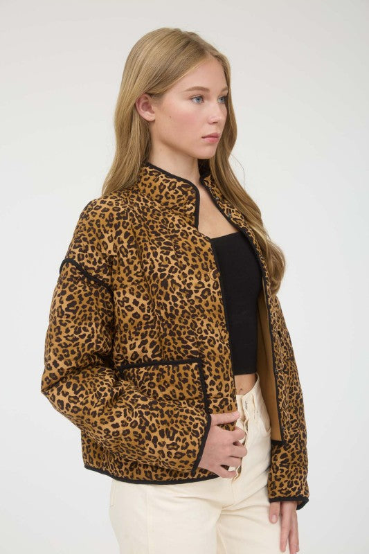 Quilted Leopard Puffer Jacket