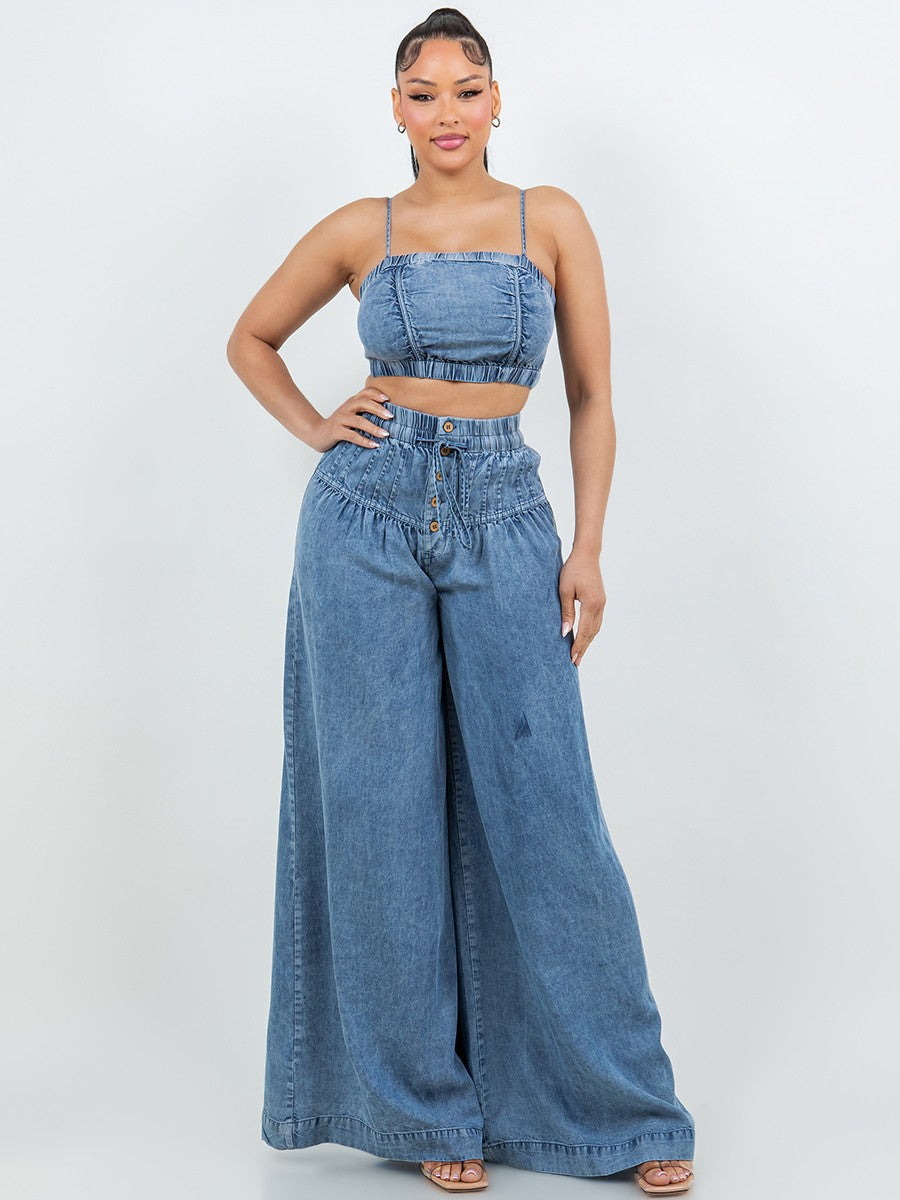 Denim Wide Leg Pants
