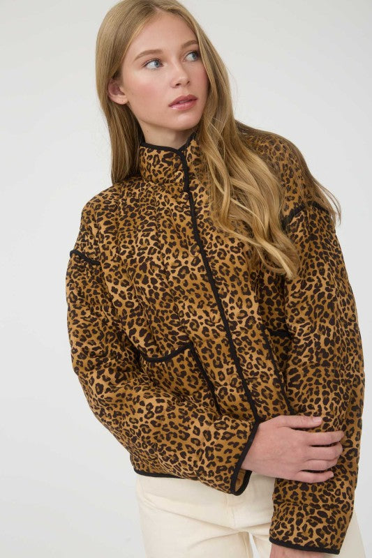 Quilted Leopard Puffer Jacket