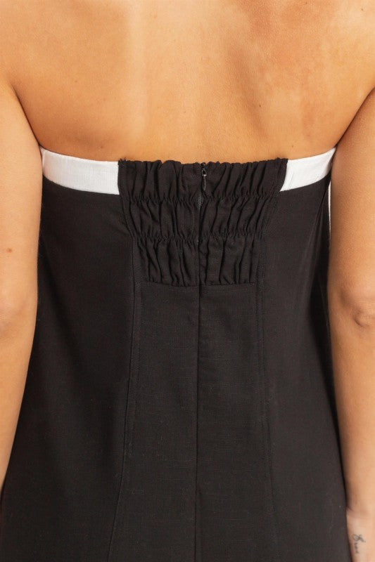 Strapless Button-Front Maxi Dress