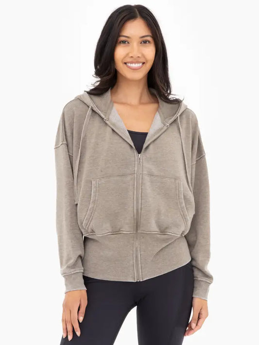 Fleece Hoodie Jacket with Tapered Sleeves