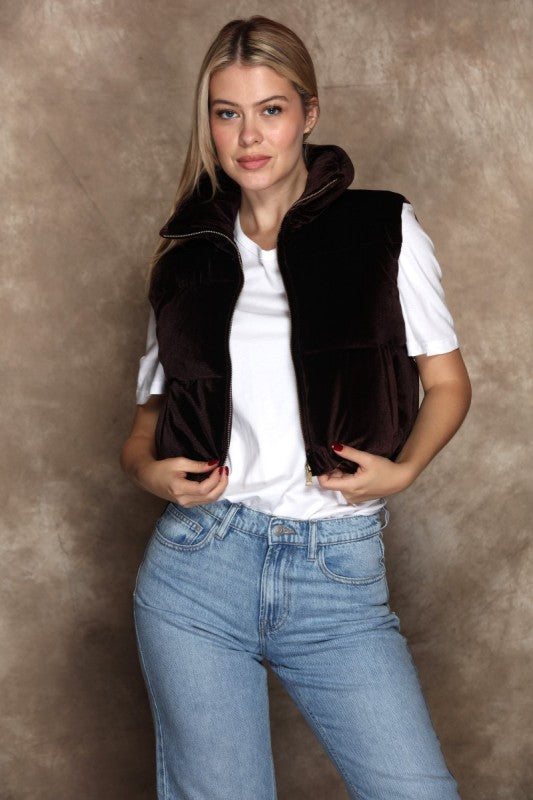 Velvet puffer vest