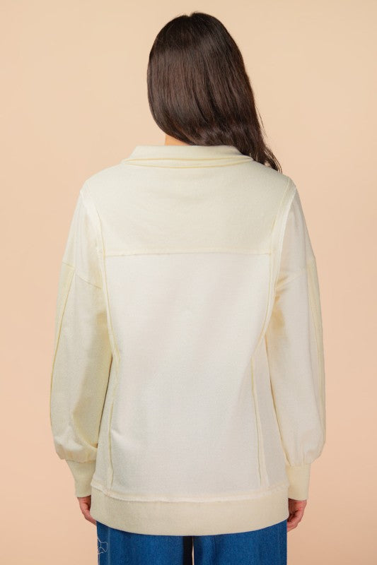 Half Button Oversized Top