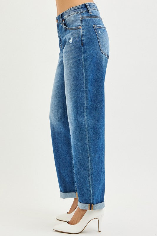 Mid Rise Barrel Jeans