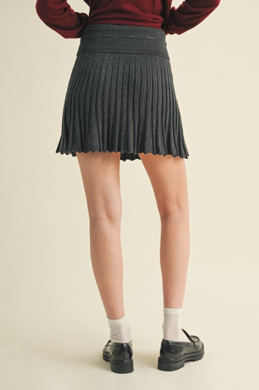 Ribbed Flare Mini Skirt