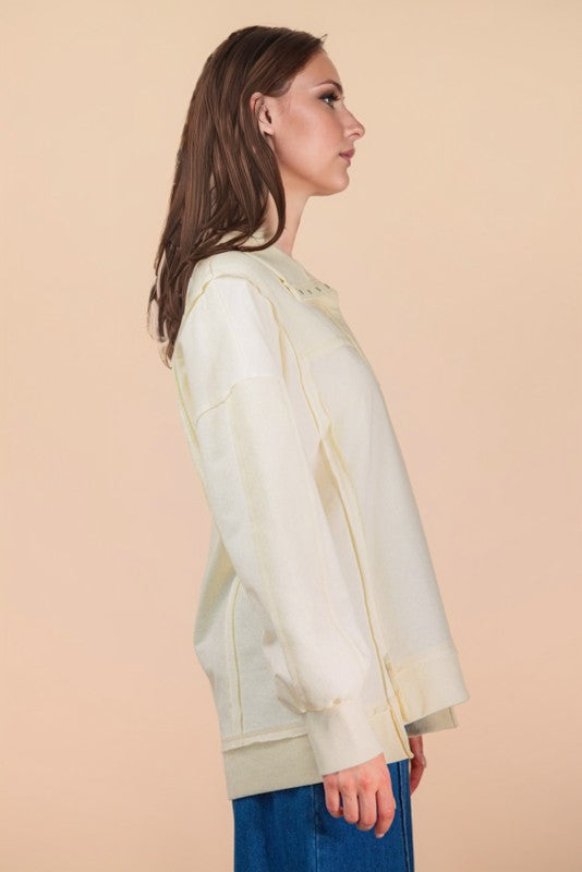 Half Button Oversized Top