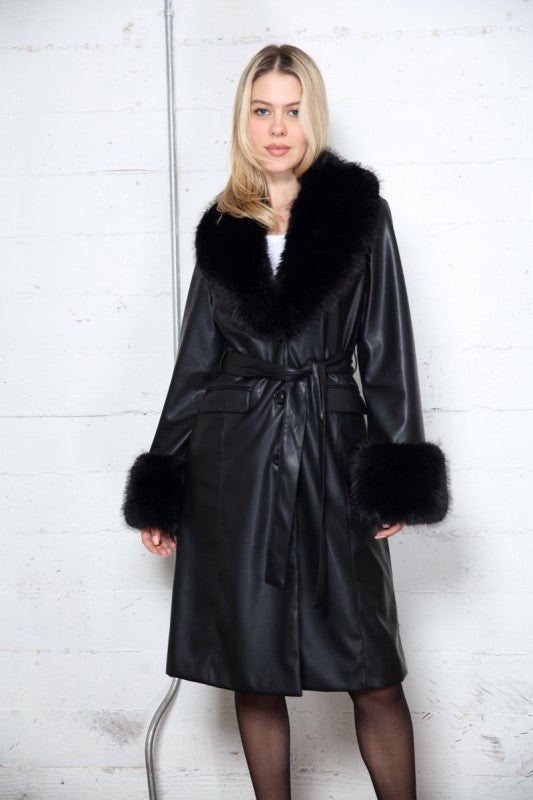 Fur Trim Trench Coat