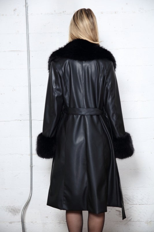 Fur Trim Trench Coat