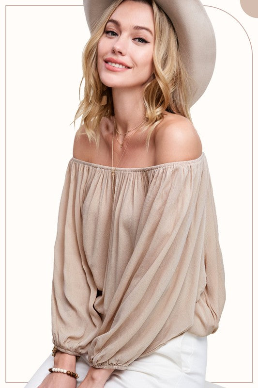 Off The Shoulder Balloon Sleeve Top