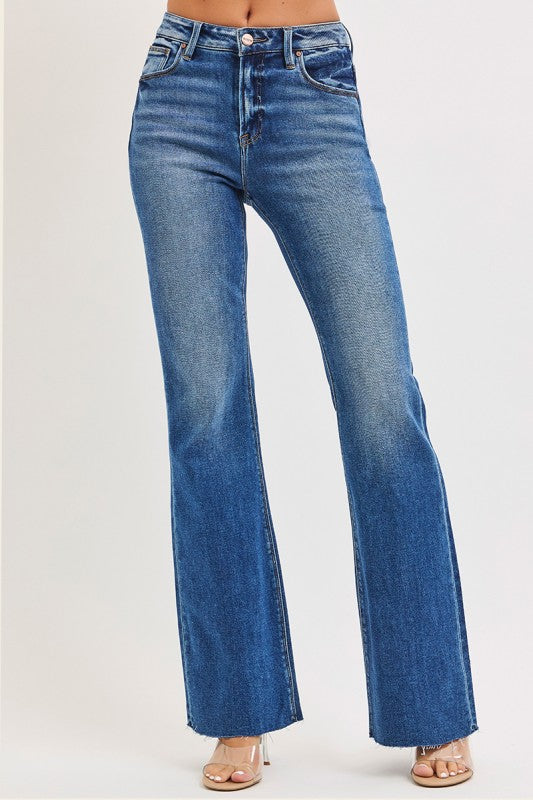 Raw Hem High Rise Flare Jeans