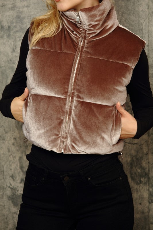 Velvet puffer vest
