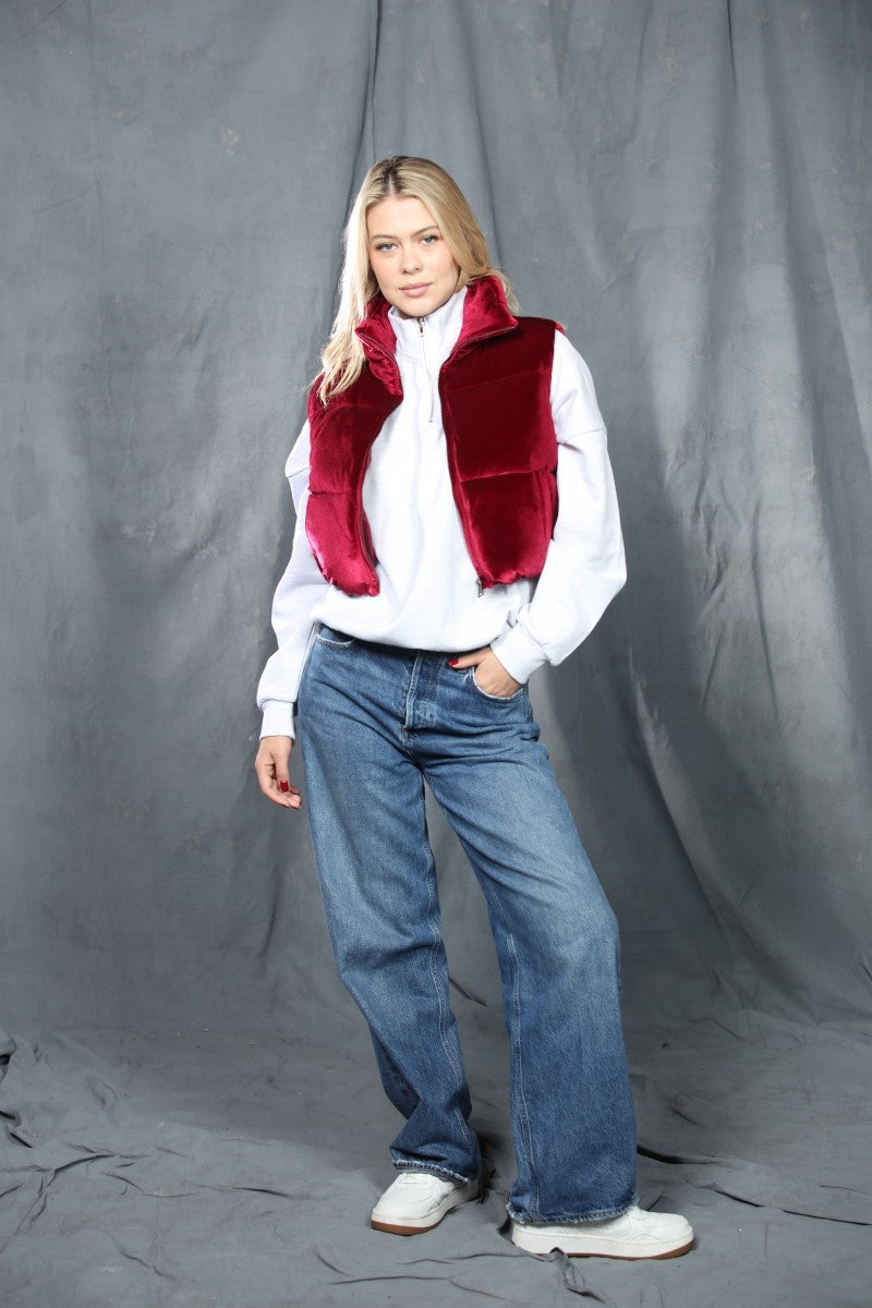 Velvet puffer vest