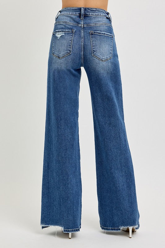 Distressed Wide Leg Jean