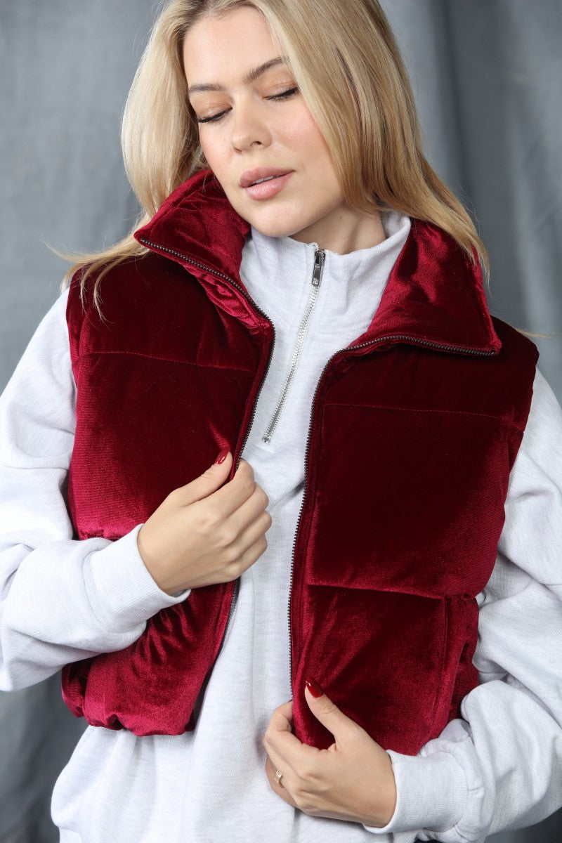 Velvet puffer vest