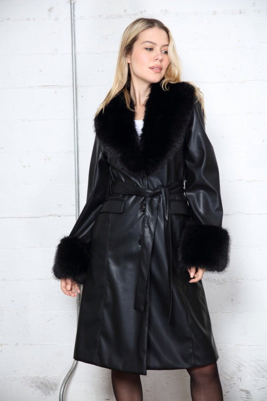 Fur Trim Trench Coat