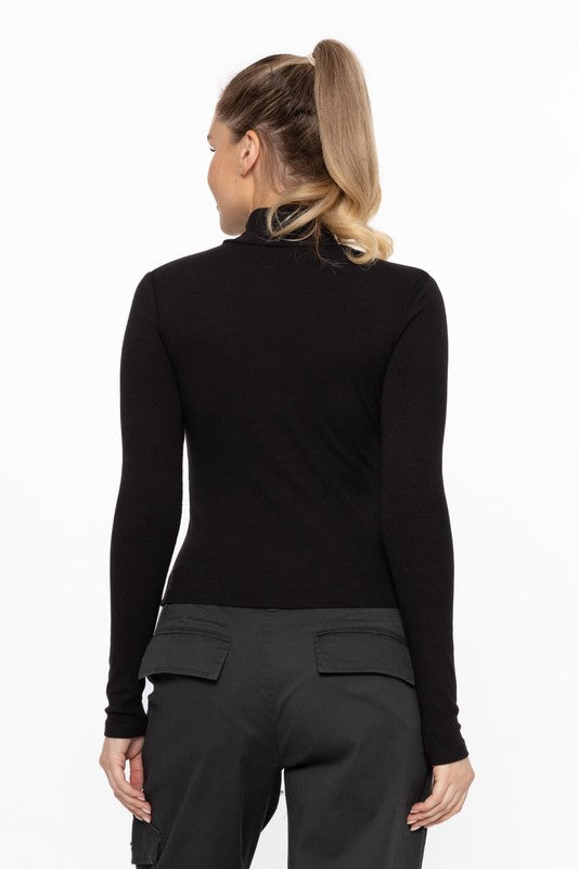 Micro Ribbed Long Sleeve Turtleneck