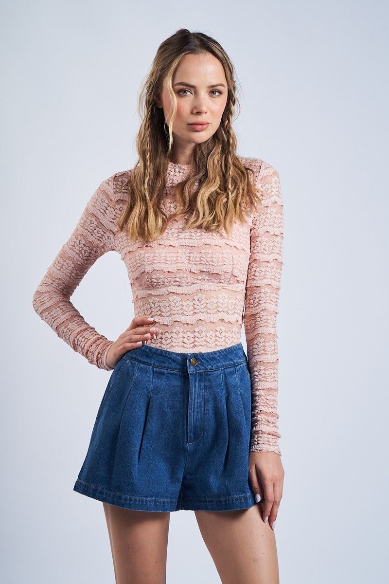 Floral Lace See Through Bodysuit