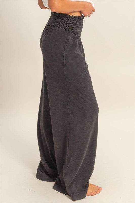 Wide Leg Smocked Pants