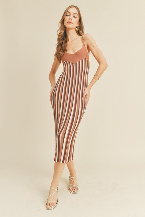 Striped Knit Midi Dress