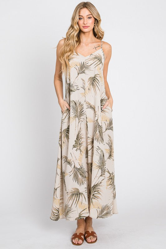 Tropical Print Flare Fit Dress