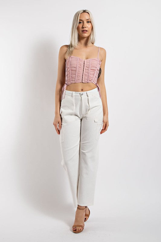 Mesh Crop Top W/ Front Hook and Eye